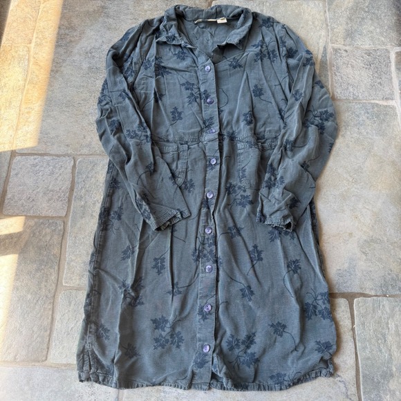 Vintage Y2K J.Jill Tencel Leaf Shirt Dress M – Cottagecore Fall Style - Picture 1 of 8